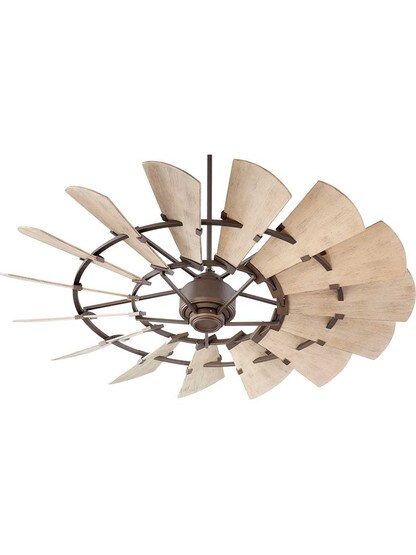 Windmill 60 inch Damp-Rated Ceiling Fan in Oiled Bronze.